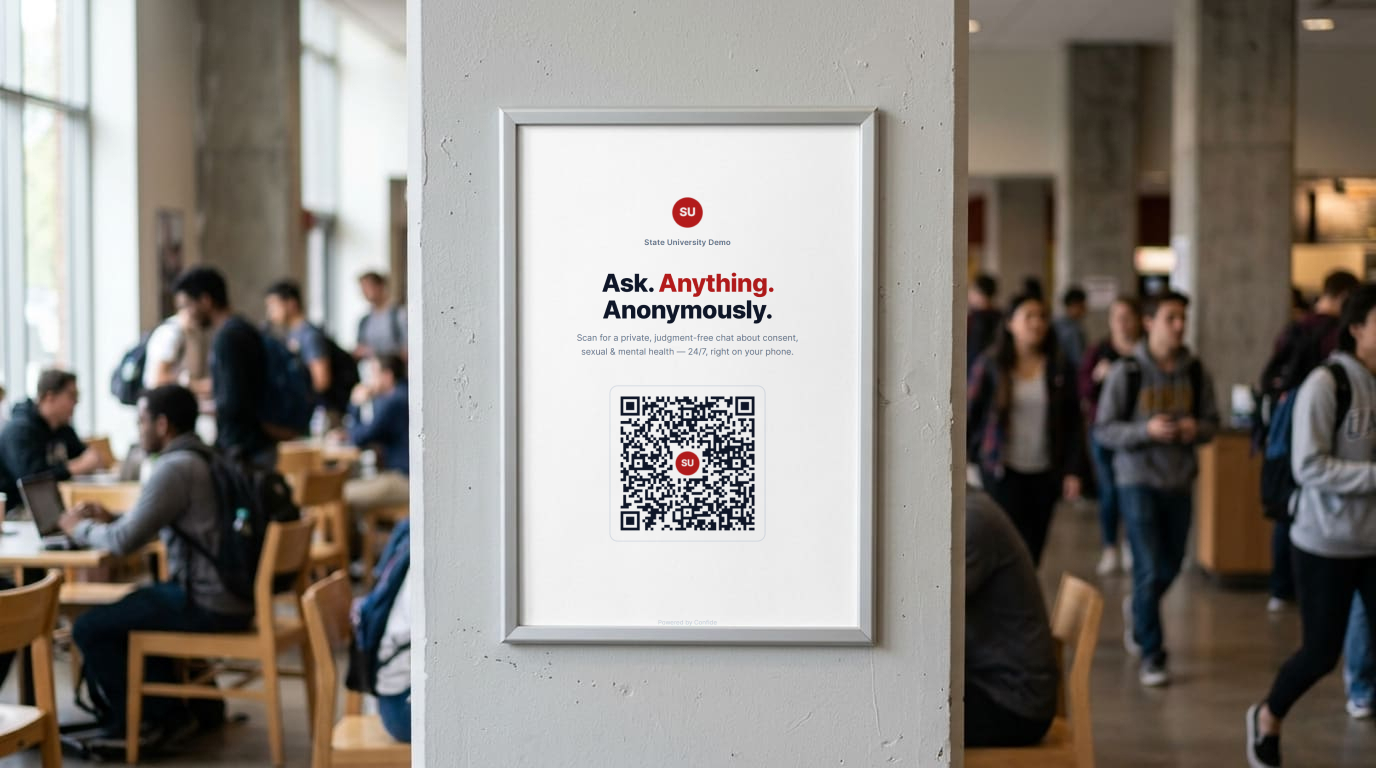 Campus outreach QR code used for anonymous student sexual health campaign